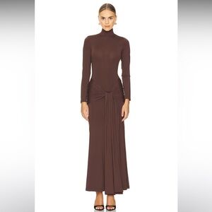 Bardot Alix Maxi Tie Front Dress in Chocolate